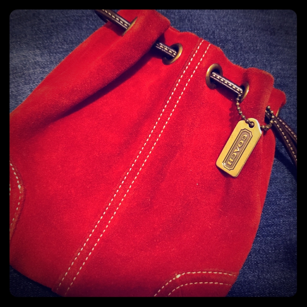 Vintage Red Suede Wristlet